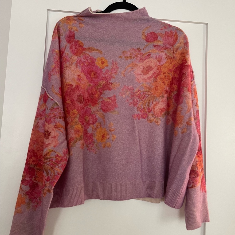 Anthropologie Cashmere Floral Print Lavender Women’s Sweater